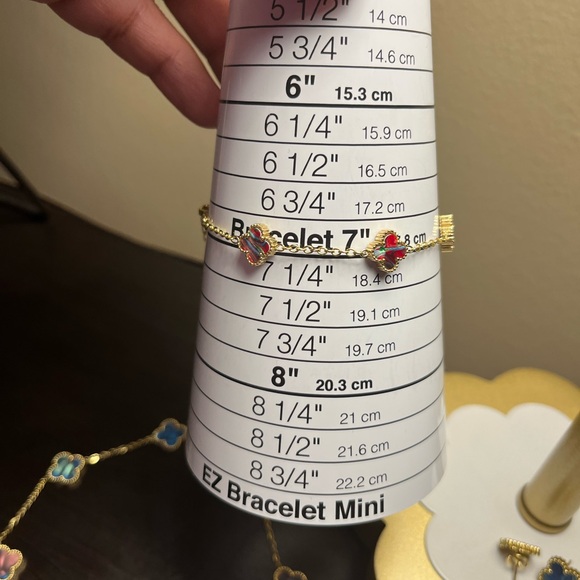 Fashion Jewelry Gold Necklace with Blue and Red Accents - Picture 5 of 10